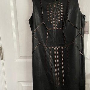 Faux Leather Sleeveless Dress